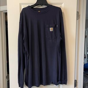 Carhartt FR Dark Blue Pocket Long Sleeve Tee large